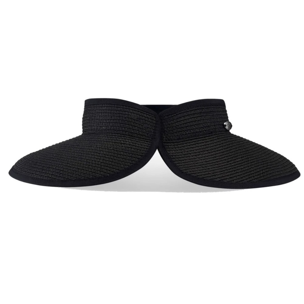Callaway Golf Womens Straw Roll Up Sun Visor Black Adjustable Packable Hat $45